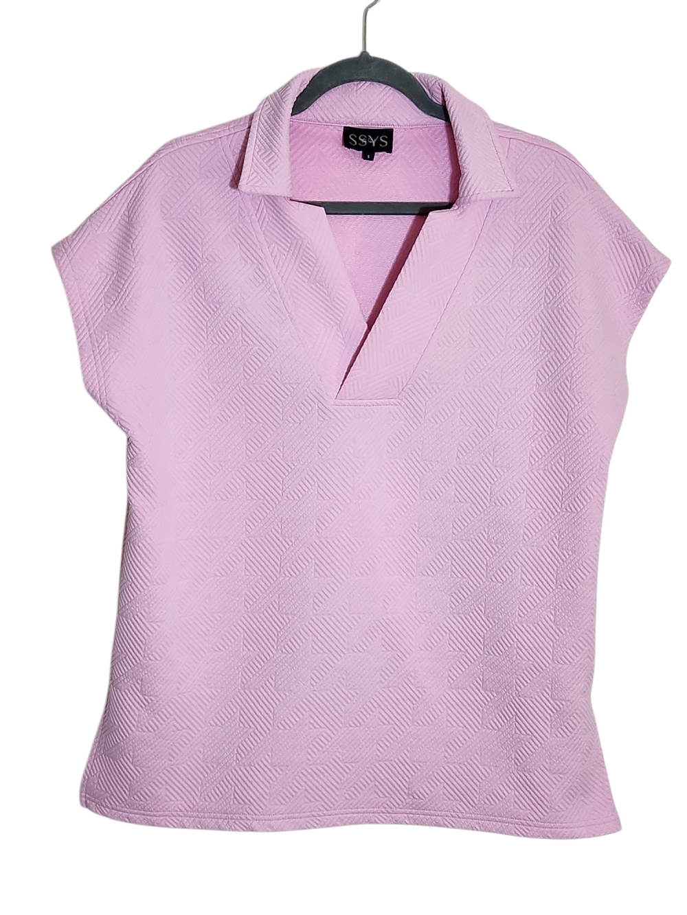 SSYS The Label Pink Textured Polo Top Size Small